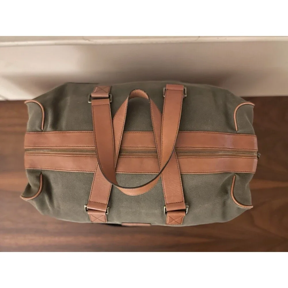 Vintage Cole Haan Canvas Leather Duffel Bag Weekender Travel Carry On Strap EUC